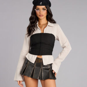Windsor Worn In Cool Faux Leather Pleated Skort Worn In Cool Faux Leather Pleated Skort