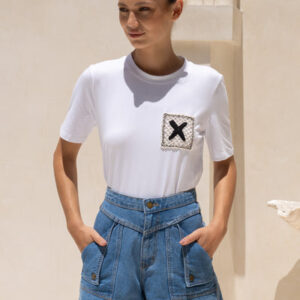Xio X Knit Patch White T-Shirt