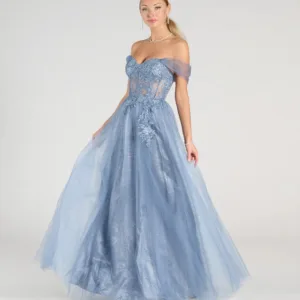 Windsor Yarelis Corset A-Line Glitter Tulle Ball Gown Yarelis Corset A-Line Glitter Tulle Ball Gown