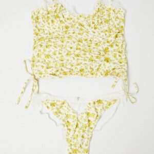 Ally Fashion Yellow Floral Floral Print Lingerie Set