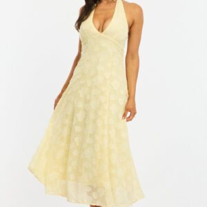Ally Fashion Yellow Halter Neck Midi Dress Yellow Halter Neck Midi Dress
