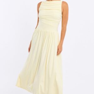 Ally Fashion Yellow Maxi Dress Boat Neck Yellow Maxi Dress Boat Neck