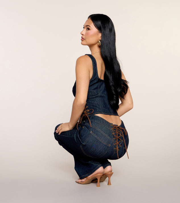 Windsor Zip Code Lace-Up Flare Jeans