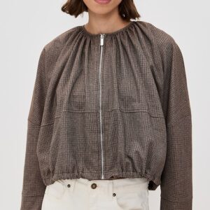 MEIMEIJ Zip Up Collarless Blouson