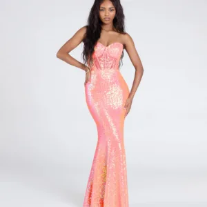 Zoe Lace-Up Corset Mermaid Sequin Formal Dress
