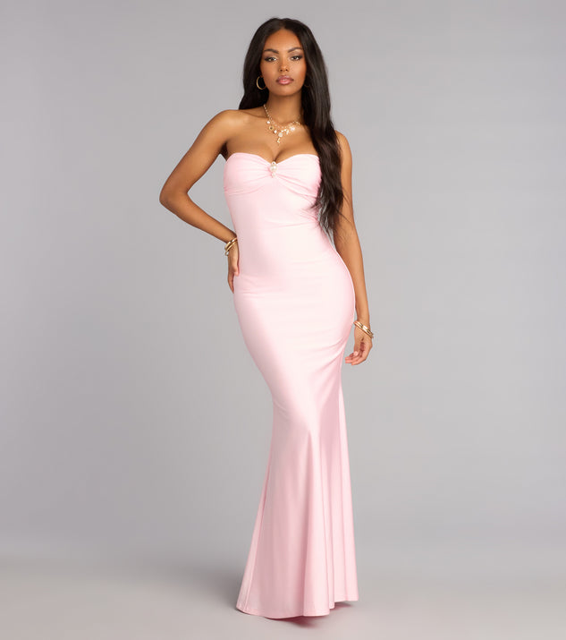 Windsor Zooey Faux Pearl Trim Mermaid Formal Dress